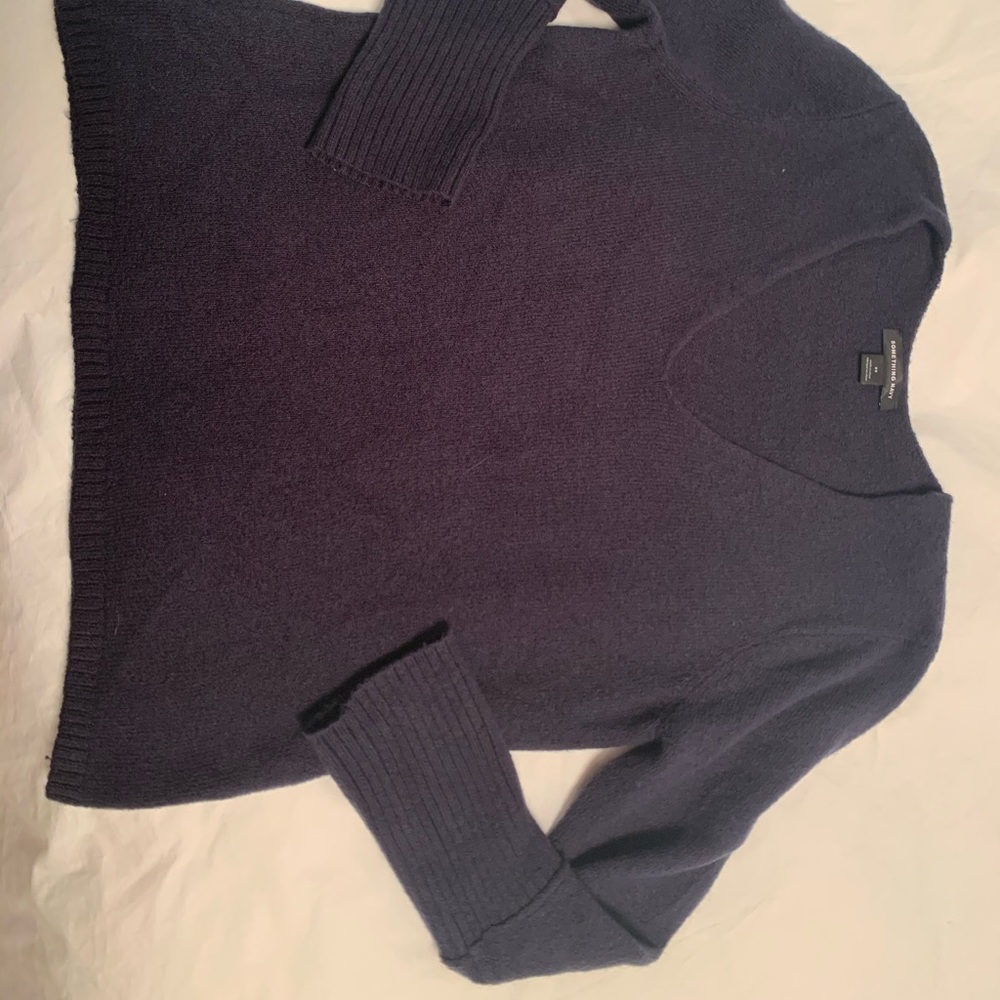 Something Navy Basic Navy V-Neck Sweater - image 2